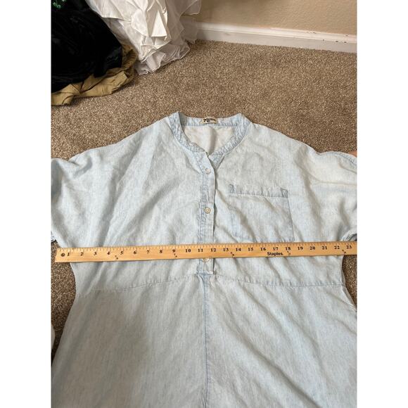 Show me your MuMu romper Chambray half button up rolled 3/4 sleeves SZ LG light - Picture 7 of 7